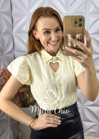 Camisa Anelise em lesie algodão - Milla Chic