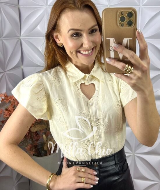 Camisa Anelise em lesie algodão - Milla Chic