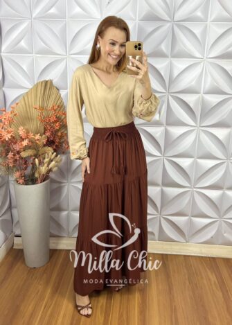 Camisa Edna em Viscolinho - Azul - Milla Chic