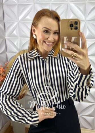 Camisa Edna em Viscolinho - Azul - Milla Chic