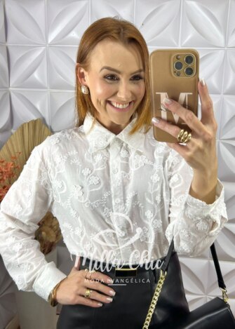 Milla Chic - millachic com br camisa ester em lesie algodao branca 3 Camisa Ester Em Lesie Algodão - Branca - Milla Chic