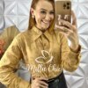 Milla Chic - millachic com br camisa ester em lesie algodao caramelo Camisa Ester Em Lesie Algodão - Caramelo - Milla Chic