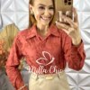 Milla Chic - millachic com br camisa ester em lesie algodao terracota Camisa Ester Em Lesie Algodão - TerraCota - Milla Chic