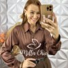 Camisa Patrícia Em Cetim - Marrom - Milla Chic