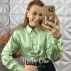 Camisa Patrícia Em Cetim - Verde - Milla Chic