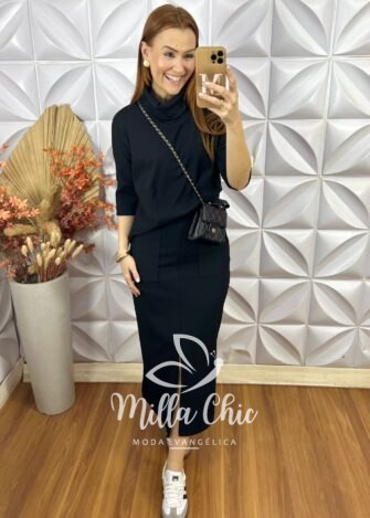 Milla Chic - millachic com br conjunto dafine em ana ruga preto Conjunto Dafine Em Ana Ruga - Preto - Milla Chic