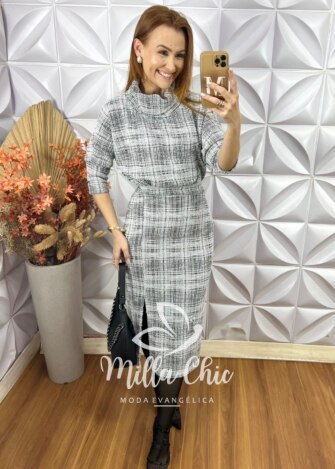 Conjunto Lilian Em Tweed - Cinza - Milla Chic