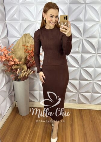 Milla Chic - millachic com br conjunto sirlei em tricot modal marrom 2 Conjunto Sirlei Em Tricot Modal - Marrom - Milla Chic