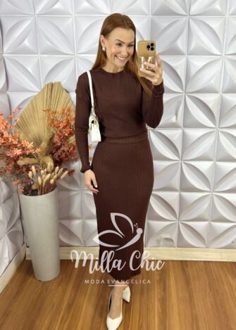 Milla Chic - millachic com br conjunto sirlei em tricot modal marrom 4 Conjunto Sirlei Em Tricot Modal - Marrom - Milla Chic