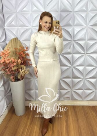 Milla Chic - millachic com br conjunto sirlei em tricot modal verde 2 Conjunto Sirlei Em Tricot Modal - Verde - Milla Chic