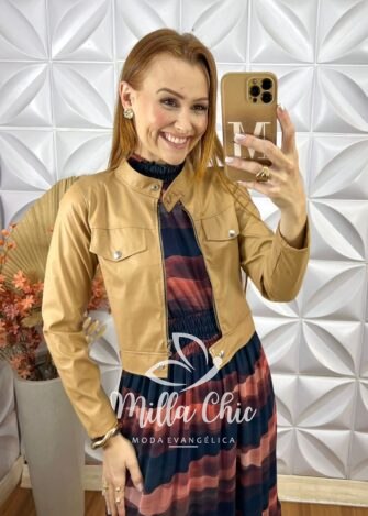 Jaqueta Lúcia Em P.U - Caramelo - Milla Chic