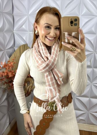 Lenço Em Lãzinha- Rosa - Milla Chic
