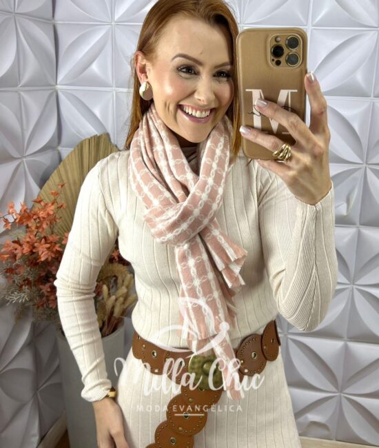 Lenço Em Lãzinha- Rosa - Milla Chic