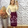 Saia Altina Em Cotelê - Marsala - Milla Chic