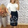 Saia Altina Em Cotelê - Preta - Milla Chic