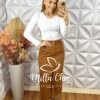 Saia jeans Babi - Caramelo - Milla Chic