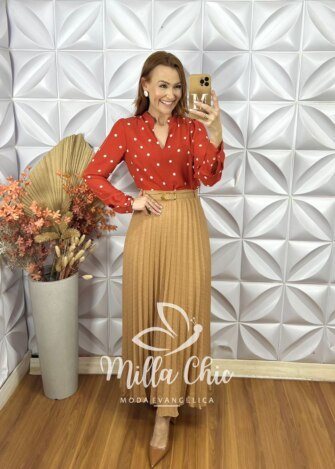 Milla Chic - millachic com br saia longa solange plissada bege 3 Saia Longa Solange Plissada - Bege - Milla Chic