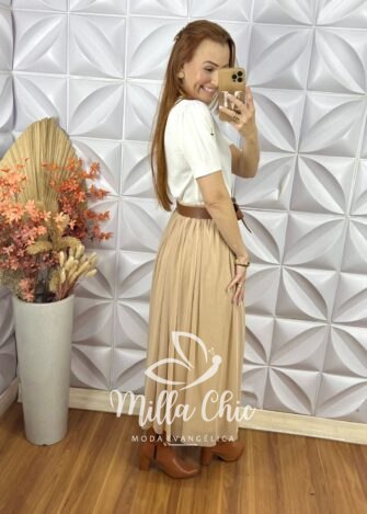 Saia Lorena Em Tule - Bege - Milla Chic