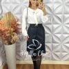 Milla Chic - millachic com br saia mada em couro p u preta Saia Mada Em Couro P.U - Bege - Milla Chic