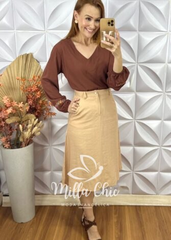 Saia Rafaela Em Alfaiataria Marrant- Preto - Milla Chic