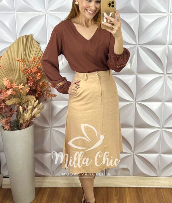 Saia Rafaela Em Alfaiataria Marrant- Preto - Milla Chic