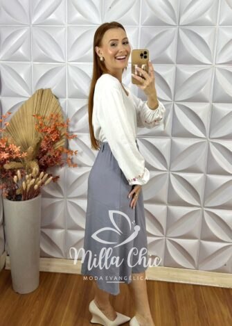 Saia Rafaela Em Alfaiataria Marrant- Preto - Milla Chic