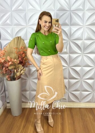 Saia Rafaela Em Alfaiataria Marrant- Preto - Milla Chic