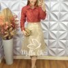 Milla Chic - millachic com br saia tamires em p u bege Saia Tamires Em P.U - Bege - Milla Chic