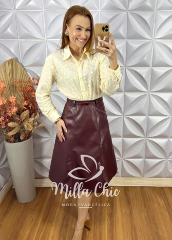 Saia Tamires Em P.U - Marsala - Milla Chic
