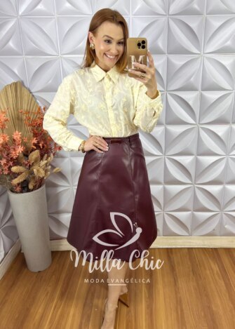 Saia Tamires Em P.U - Marsala - Milla Chic