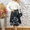 Saia Tamires Em P.U - Preta - Milla Chic