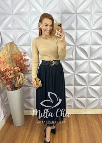 Saia Lorena Em Tule - Preto - Milla Chic