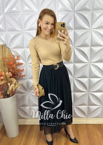 Saia Lorena Em Tule - Preto - Milla Chic