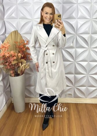 Sobretudo Trench Coat Lia - Gelo - Milla Chic