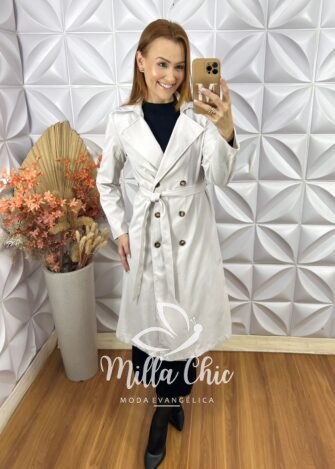 Sobretudo Trench Coat Lia - Gelo - Milla Chic