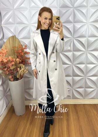 Sobretudo Trench Coat Lia - Gelo - Milla Chic