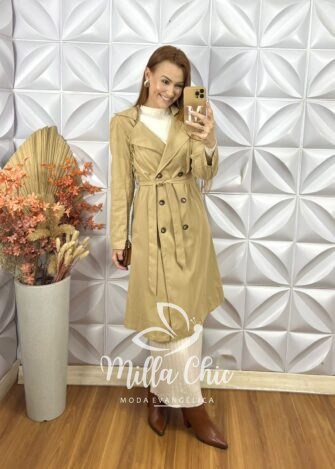 Sobretudo Trench Coat Lia - Bege - Milla Chic