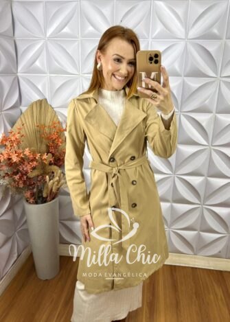 Sobretudo Trench Coat Lia - Bege - Milla Chic