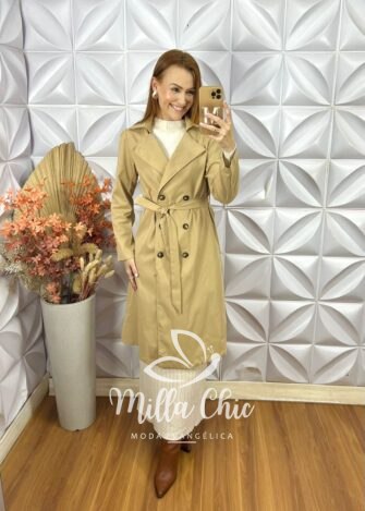 Sobretudo Trench Coat Lia - Bege - Milla Chic