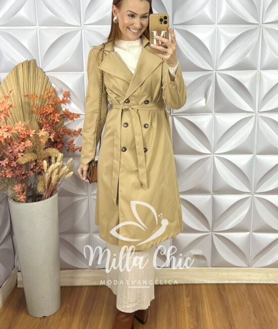 Sobretudo Trench Coat Lia - Bege - Milla Chic