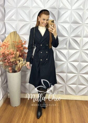 Sobretudo Trench Coat Lia - Preto - Milla Chic