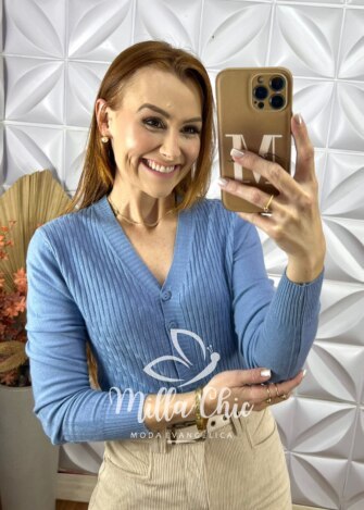 Sueter Carolina Em Tricot - Azul - Milla Chic