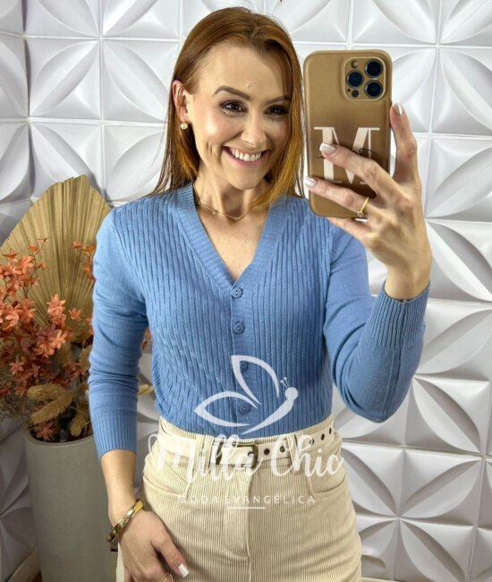 Sueter Carolina Em Tricot - Azul - Milla Chic