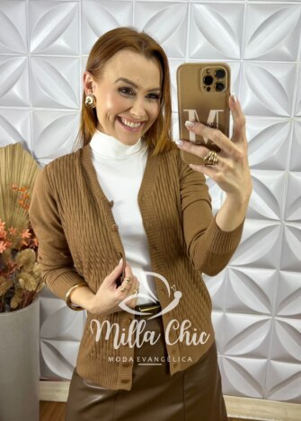 Sueter Carolina Em Tricot - Marrom - Milla Chic