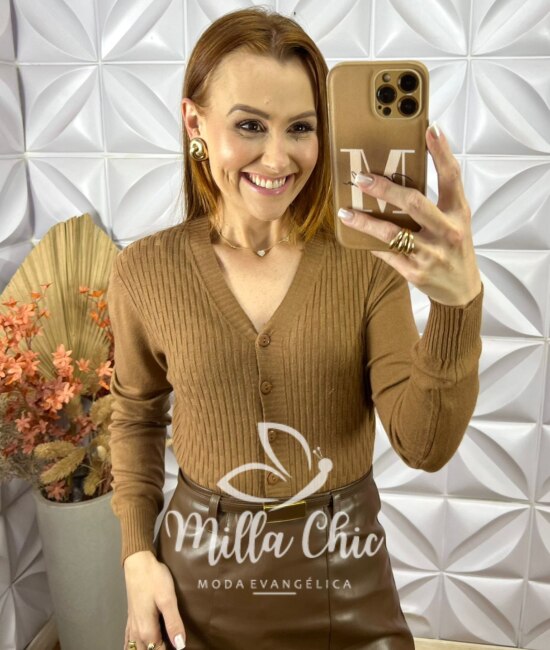 Sueter Carolina Em Tricot - Marrom - Milla Chic