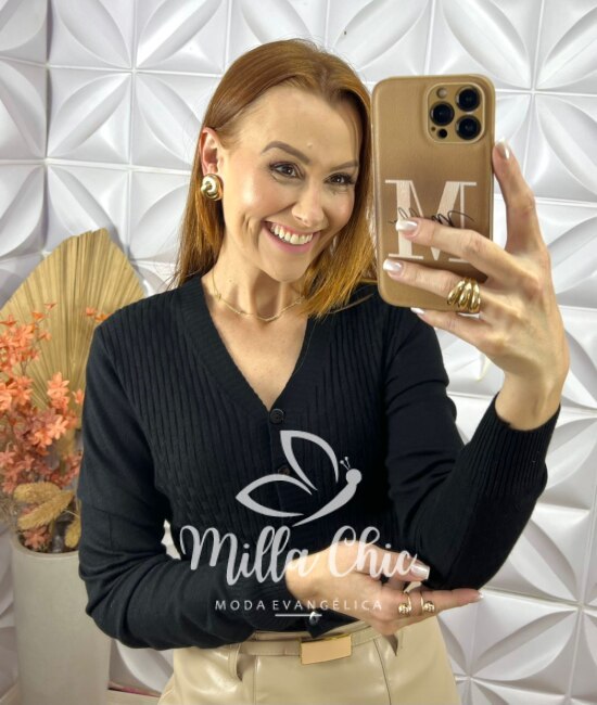 Sueter Carolina Em Tricot - Preta - Milla Chic
