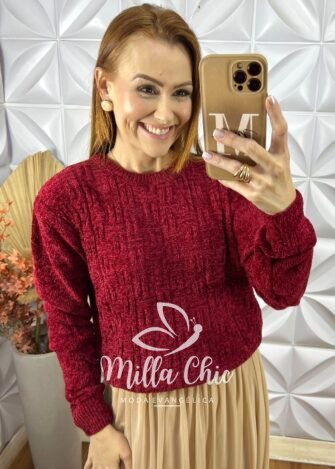Suéter Lolla Em Tricot - Vermelho - Milla Chic