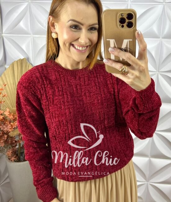Suéter Lolla Em Tricot - Vermelho - Milla Chic