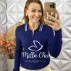 Sueter Zenaide 3 em 1 Em Tricot Modal - Azul - Milla Chic