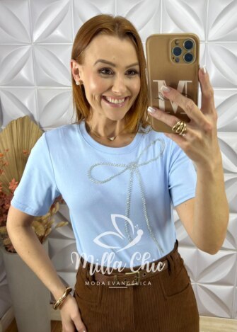 T-Shirt Laço Milla - Azul - Milla Chic